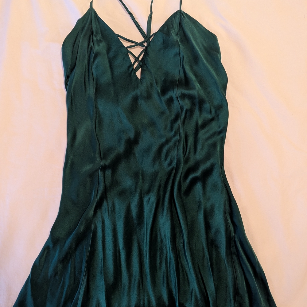 Elegant Green Satin Chemise